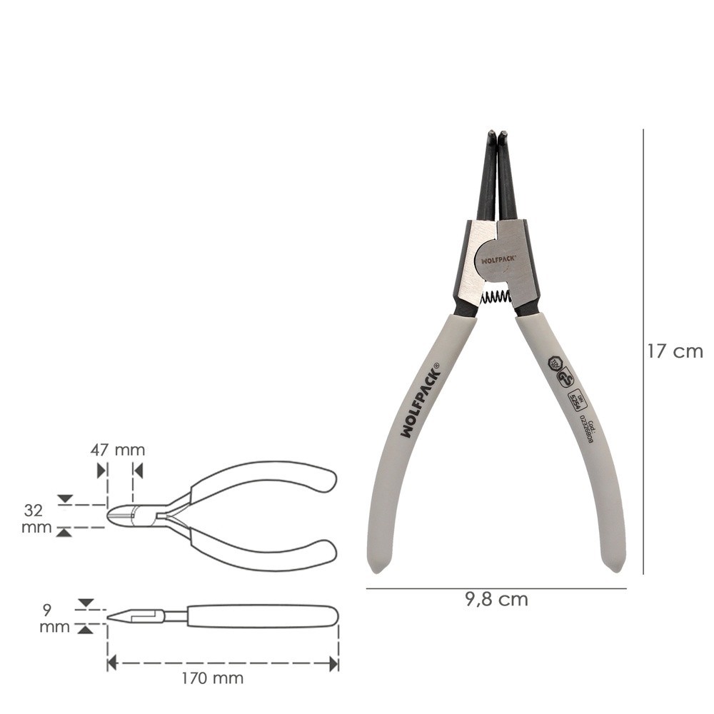 Alicates Arandelas Exteriores Curvo 175 mm, Acero Din 5254, Anillos De Presion, Anillos De Retención, Arandelas Circlips al por 