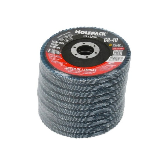 Disco Laminas Lija Circonio Inox - Plus 115x22 mm, grano 40 al por Mayor | Almacén de Ferretería