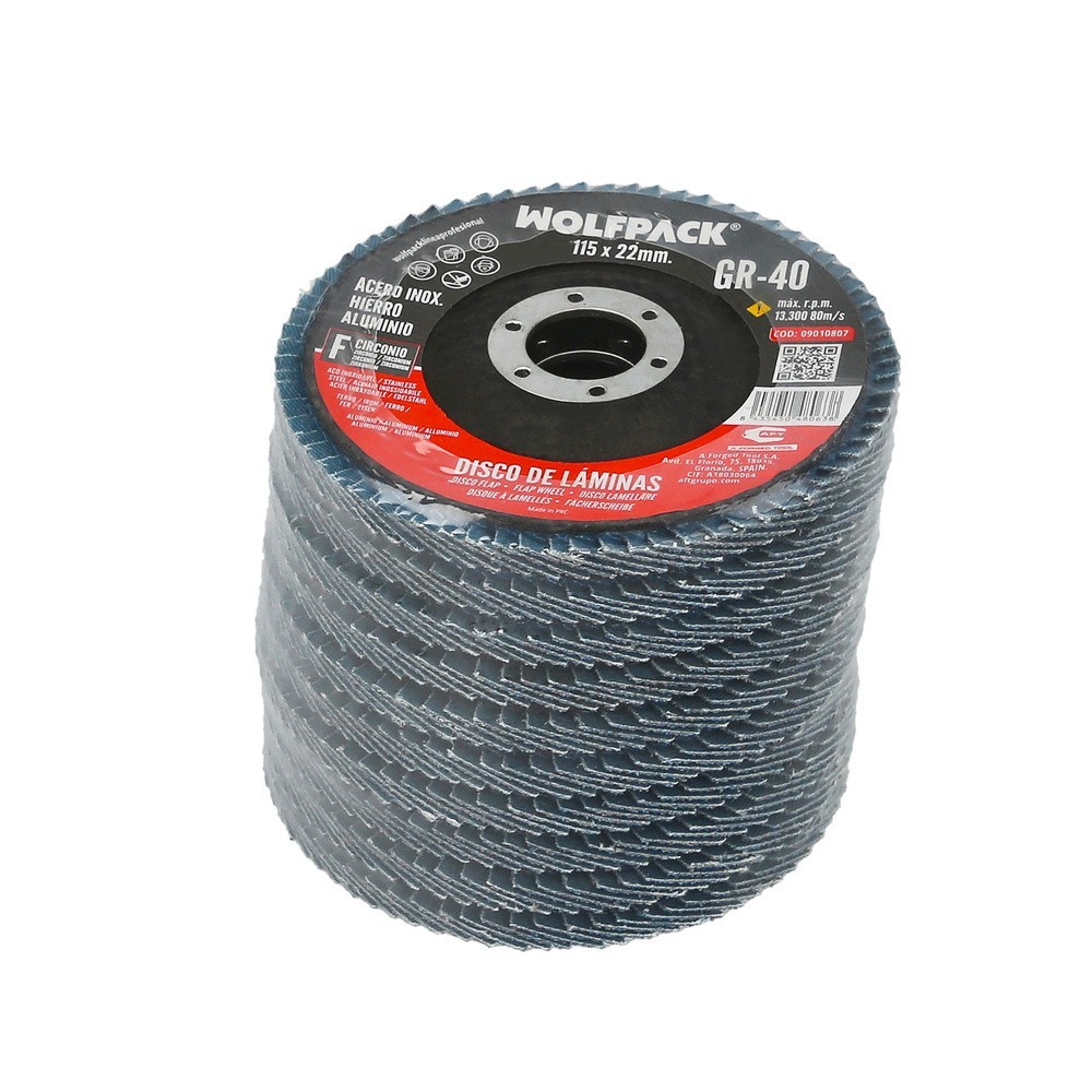 Disco Laminas Lija Circonio Inox - Plus 115x22 mm, grano 40 al por Mayor | Almacén de Ferretería