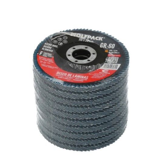 Disco Laminas Lija Circonio Inox - Plus 115x22 mm, Grano 60 al por Mayor | Almacén de Ferretería