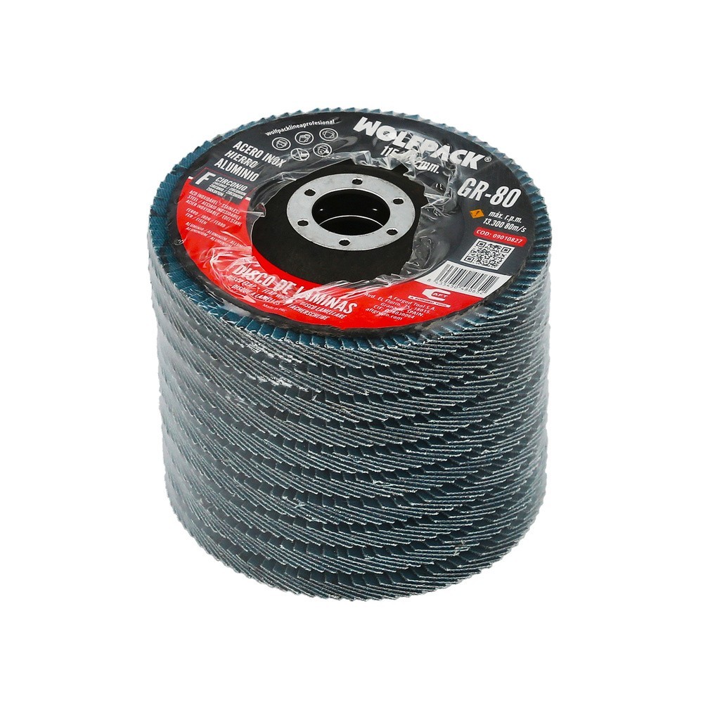 Disco Lamina Lija Circon Inox - Plus 115x22 mm, Grano 80 al por Mayor | Almacén de Ferretería
