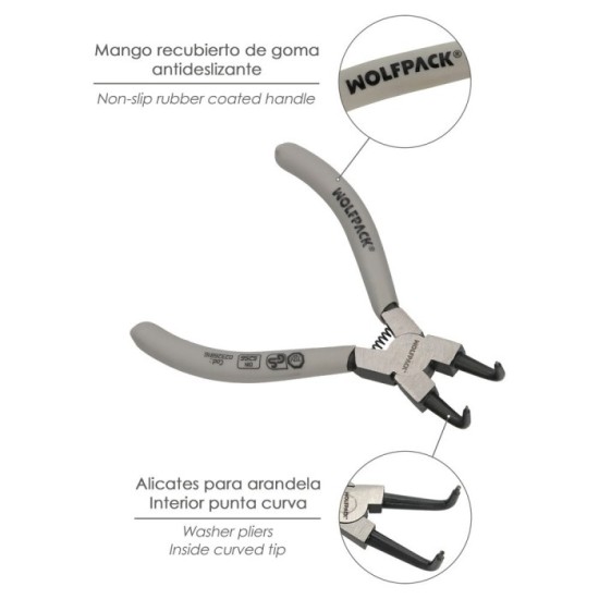 Alicates Arandelas Interiores Curvo 125 mm, Acero Din 5254, Anillos De Presion, Anillos De Retención, Arandelas Circlips al por 