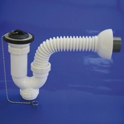 Sifon Curvo Extensible T-32-F Multiorientable  1 1/2, con Válvula y Tapón,