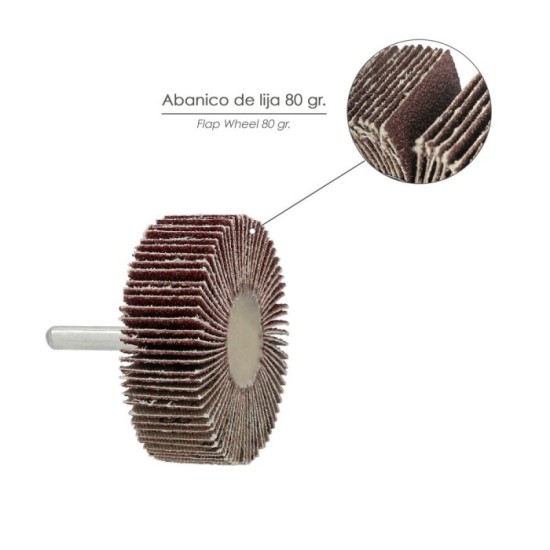 Abanico Lija Grano 80 Medida Ø 60 x 20 mm, Disco Abrasivo Laminas, Ruedas Mil Hojas, Ruedas Abrasivas,Lijado,Desbaste,Pulir al p