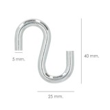 Gancho "S" Hierro Zincado  40 mm,   "Uso Doméstico" al por Mayor | Almacén de Ferretería