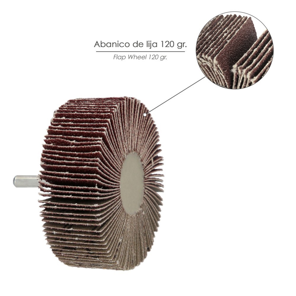 Abanico Lija Grano 120 Medida Ø 80 x 30 mm, Disco Abrasivo Laminas, Ruedas Mil Hojas, Ruedas Abrasivas,Lijado,Desbaste,Pulir al 