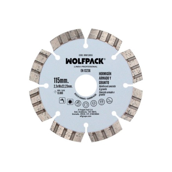 Disco Diamante Hormigon Armado / Granito Ø 115 mm, Segmento Diamantado 10 mm, al por Mayor | Almacén de Ferretería