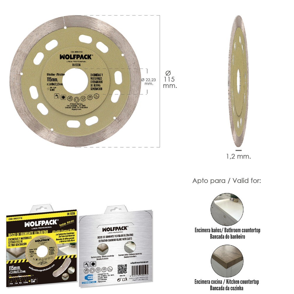 Disco Diamante Ø 115 mm, Materiales de Ultima Generación, Segmento de 10 mm, al por Mayor | Almacén de Ferretería