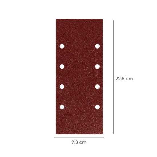 Lija Recambio Con Velcro 93x228 mm, con Agujeros Grano  40 (10 Piezas) al por Mayor | Almacén de Ferretería