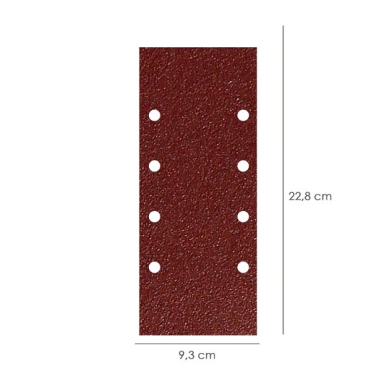 Lija Recambio Con Velcro 93x228 mm, con Agujeros Grano  80 (10 Piezas) al por Mayor | Almacén de Ferretería