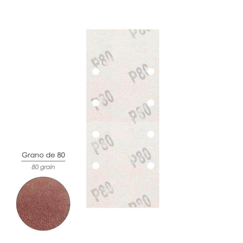 Lija Recambio Con Velcro 93x228 mm, con Agujeros Grano  80 (10 Piezas) al por Mayor | Almacén de Ferretería