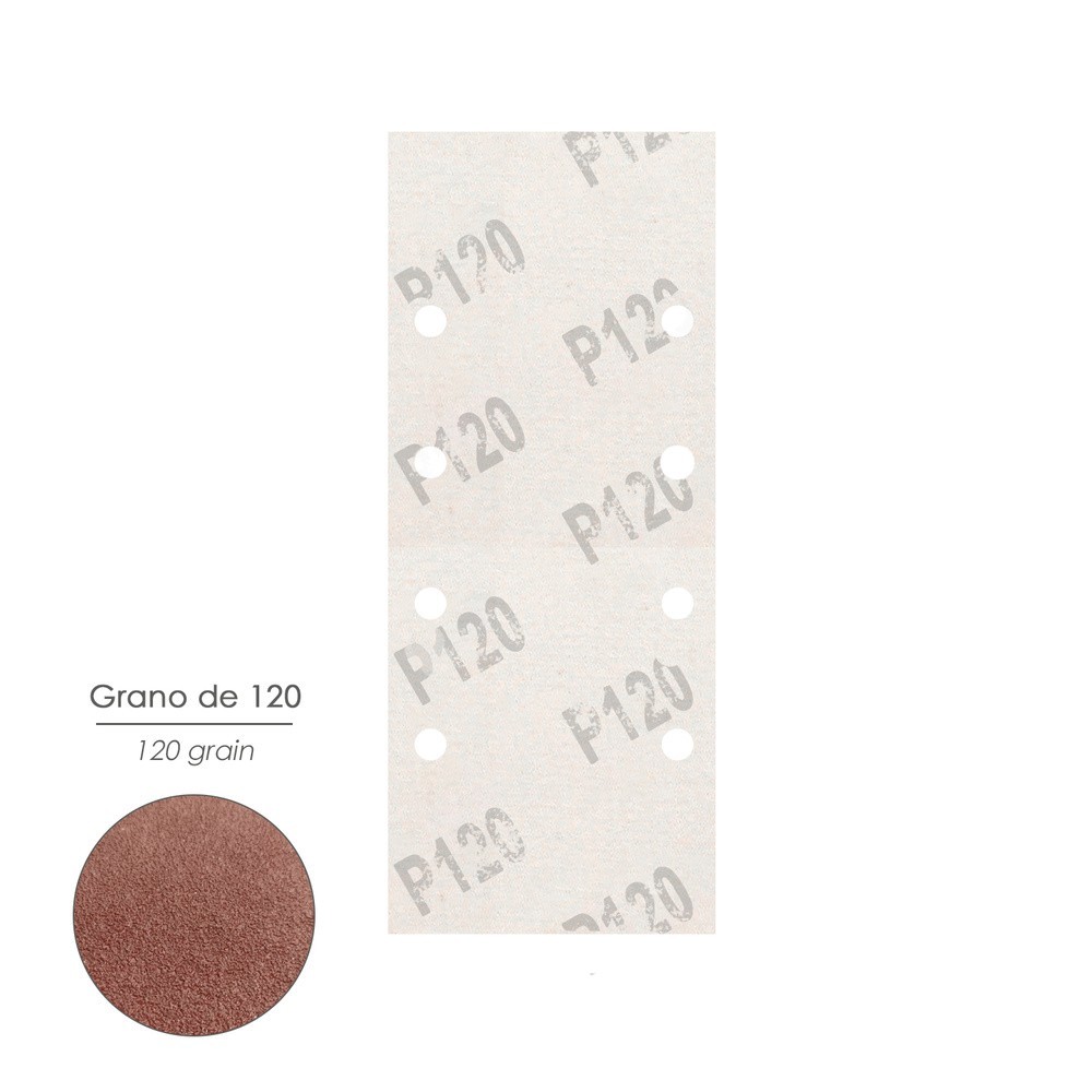 Lija Recambio Con Velcro 93x228 mm, con Agujeros Grano  120 (10 Piezas) al por Mayor | Almacén de Ferretería
