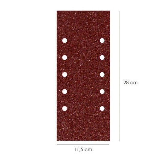 Lija Recambio Con Velcro 115x280 mm, con Agujeros Grano  40 (10 Piezas) al por Mayor | Almacén de Ferretería