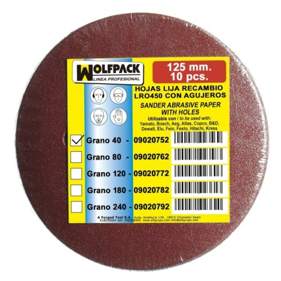 Lija Recambio Velcro Para Lijadoras Excentricas Disco 125 Ø Con Agujeros Grano 40 (10 Piezas) al por Mayor | Almacén de Ferreter