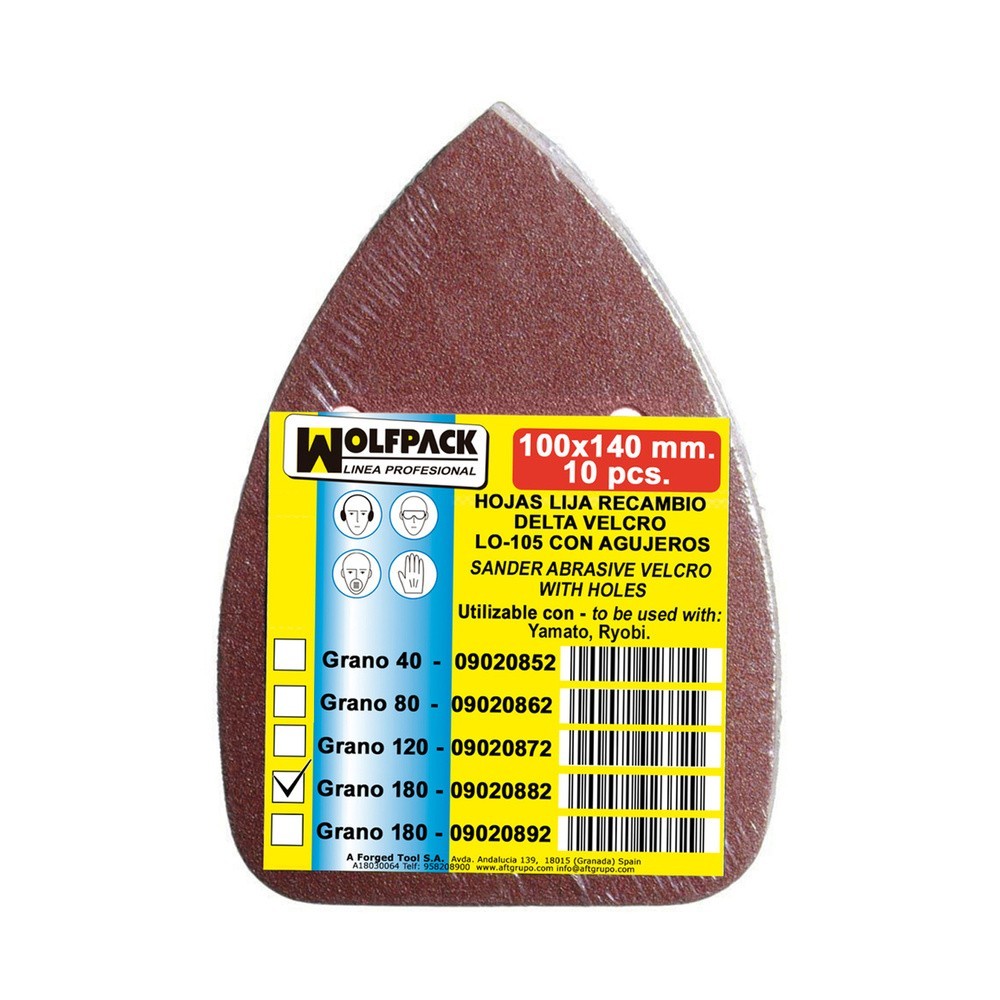 Lija Recambio Velcro Delta 140x100 mm, Con Agujero Grano 240, (10 Piezas) al por Mayor | Almacén de Ferretería