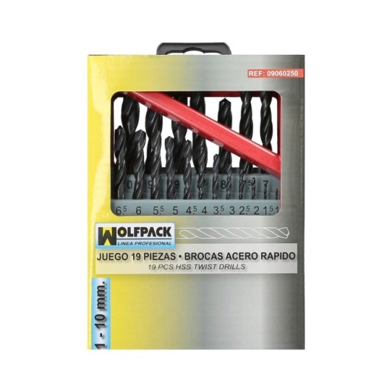 Estuche Brocas Hss Wolfpack 1-10 mm, 19 Piezas al por Mayor | Almacén de Ferretería