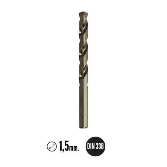 Broca Cobalto Hss Cilindrica 1,50 mm, Blister 2 Unidades, al por Mayor | Almacén de Ferretería