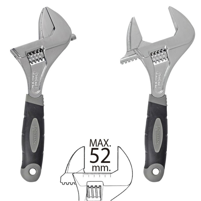 Llave Ajustable Gran Apertura 52 mm, medida 10" al por Mayor | Almacén de Ferretería
