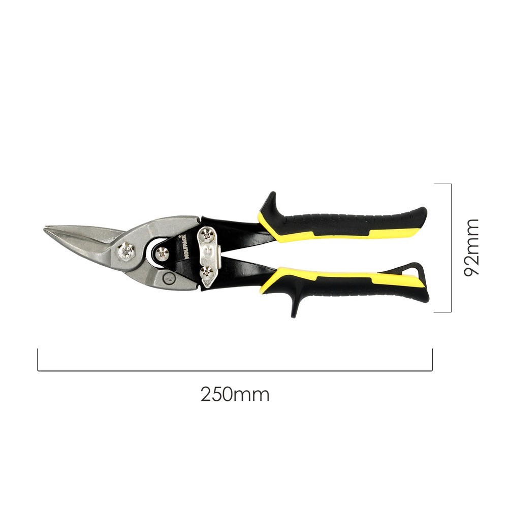 Tijeras Chapa Corte Derechas 250 mm, Hoja Acero Al Carbono, Mangos Engomados, Con Dientes Serrados, Cortachapa, Tijera Aviacion 