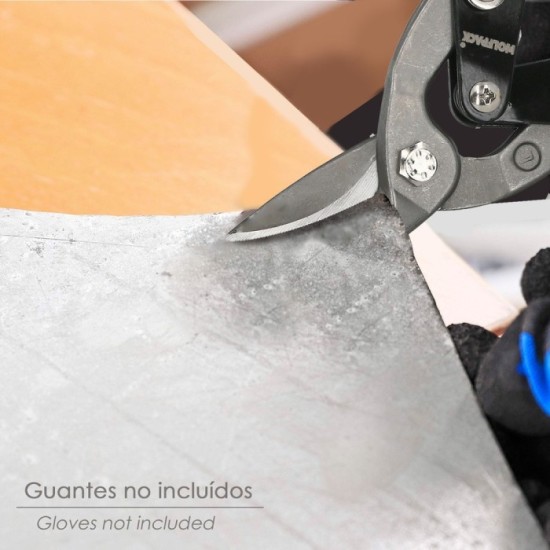Tijeras Chapa Corte Derechas 250 mm, Hoja Acero Al Carbono, Mangos Engomados, Con Dientes Serrados, Cortachapa, Tijera Aviacion 