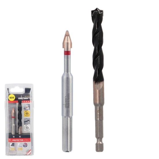 Broca Alpen Materiales Porcelanicos Muy Duros Ø 10 mm, Kit 2 brocas, Sin Refrigeración, al por Mayor | Almacén de Ferretería