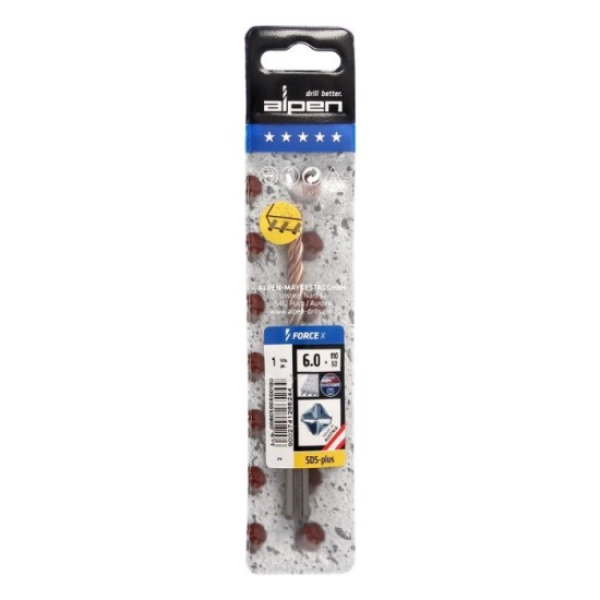 Broca Alpen SDS Plus FORCE X 12,00 x 260 mm, Hormigón Armado, al por Mayor | Almacén de Ferretería