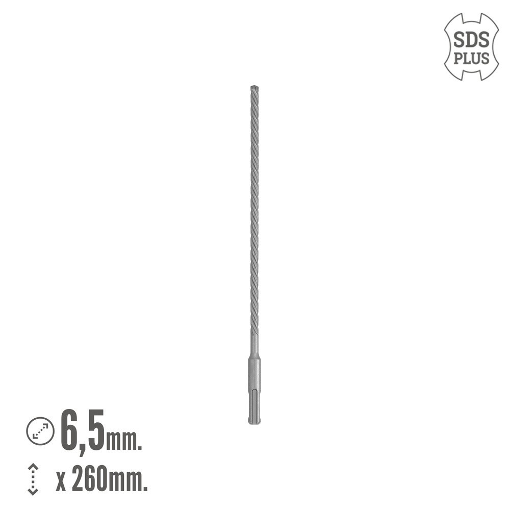 Broca Sds Plus 8 Filos Cortantes Especial Para Hormigon Armado Ø 6,5 x 260 mm, Broca Paredes, Broca Cimientos, Broca Muros al po