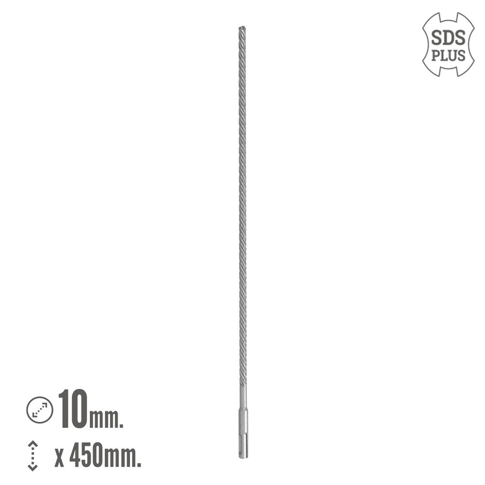 Broca Sds Plus 8 Filos Cortantes Especial Para Hormigon Armado Ø 10 x 450 mm, Broca Paredes, Broca Cimientos, Broca Muros al por