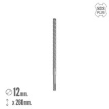 Broca Sds Plus 8 Filos Cortantes Especial Para Hormigon Armado Ø 12 x 260 mm, Broca Paredes, Broca Cimientos, Broca Muros al por