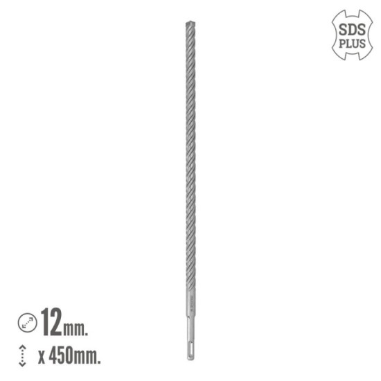 Broca Sds Plus 8 Filos Cortantes Especial Para Hormigon Armado Ø 12 x 450 mm, Broca Paredes, Broca Cimientos, Broca Muros al por