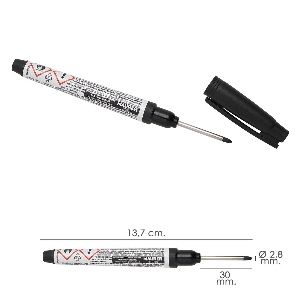 Rotulador Marcador Punta Larga Negro, Marcador Agujeros Profundos, Marcador Zonas Dificil Acceso, Trazador, Rotulador Obras, al 