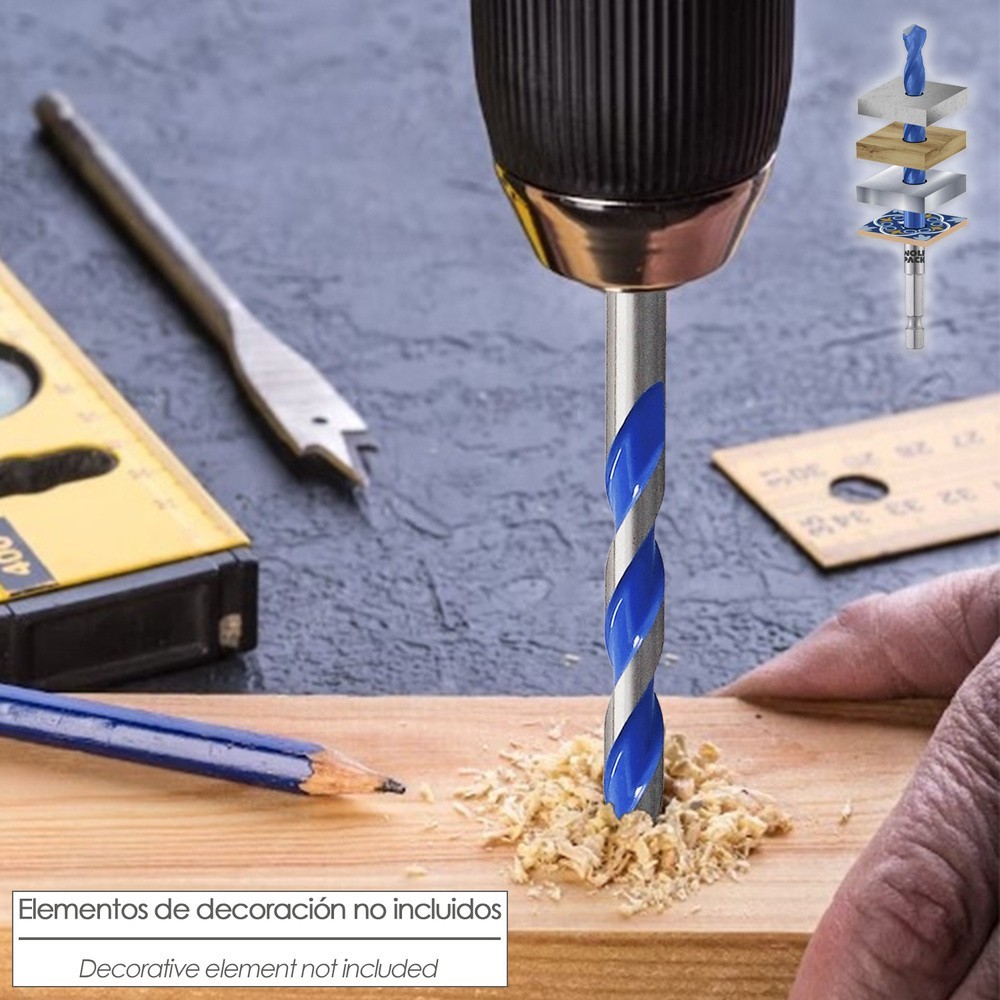 Broca Universal Hexagonal  Ø 10,0 mm, (Blister 1 Pieza) Broca Azulejos, Cerámica, Mármol, Hormigón, Metal, Madera, Plástico al p