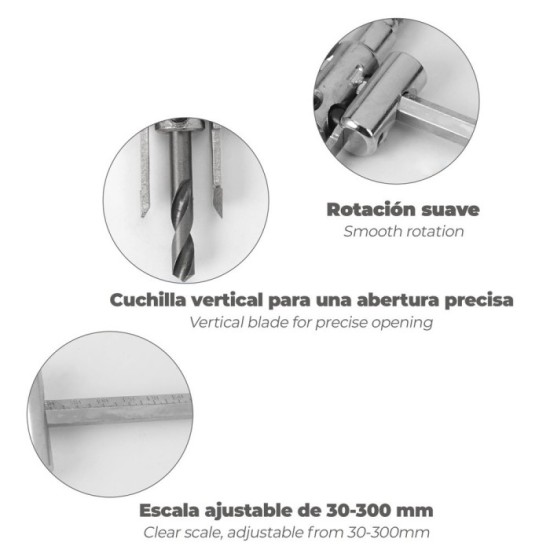 Broca Cortacírculos Regulable 30-300mm al por Mayor | Almacén de Ferretería