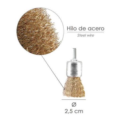 Cepillo Acero latonado Brocha 25 mm, 1/4" al por Mayor | Almacén de Ferretería