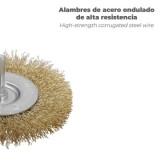 Cepillo Acero Latonado Para Taladro, Disco Ø 50 mm, Espiga 1/4" Cepillo Taladro Alambre Latón, Cepillo Limpieza, Cepillo Pulir, 