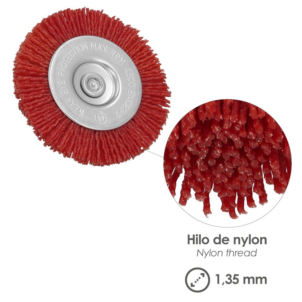 Cepillo Nylon Disco Ø100 mm, 1/4", Lijar y Pulir Madera, Metal, Acero Inoxidable, Cepillo Taladro, Cepillo Pulir, Cepillo Lijar 