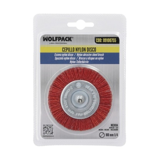 Cepillo Nylon Disco Ø100 mm, 1/4", Lijar y Pulir Madera, Metal, Acero Inoxidable, Cepillo Taladro, Cepillo Pulir, Cepillo Lijar 