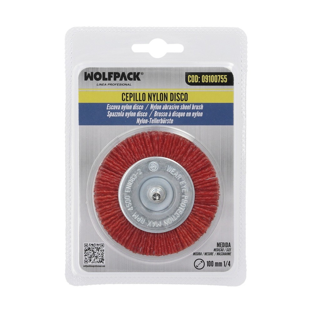 Cepillo Nylon Disco Ø100 mm, 1/4", Lijar y Pulir Madera, Metal, Acero Inoxidable, Cepillo Taladro, Cepillo Pulir, Cepillo Lijar 