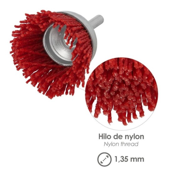 Cepillo Nylon Taza Ø 50 mm, 1/4", Cepillo De Lijado Nailon, Cepillo Para Taladro De Nailon, Cepillo De Alambre Abrasivo De Nylon