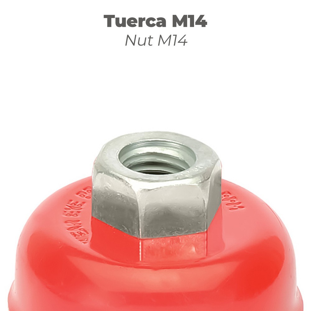 Cepillo Taza Con Alambre De Acero Trenzado Rosca M14, Ø 100 mm, Alambre de Ø 0,50 mm, al por Mayor | Almacén de Ferretería