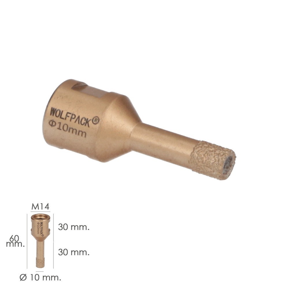 Corona Diamante Para Amoladora Ø 10 mm, Conexión Rosca M14, Corte Seco al por Mayor | Almacén de Ferretería