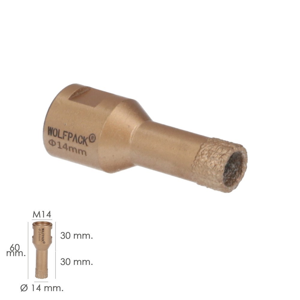 Corona Diamante Para Amoladora Ø 14 mm, Conexión Rosca M14, Corte Seco al por Mayor | Almacén de Ferretería