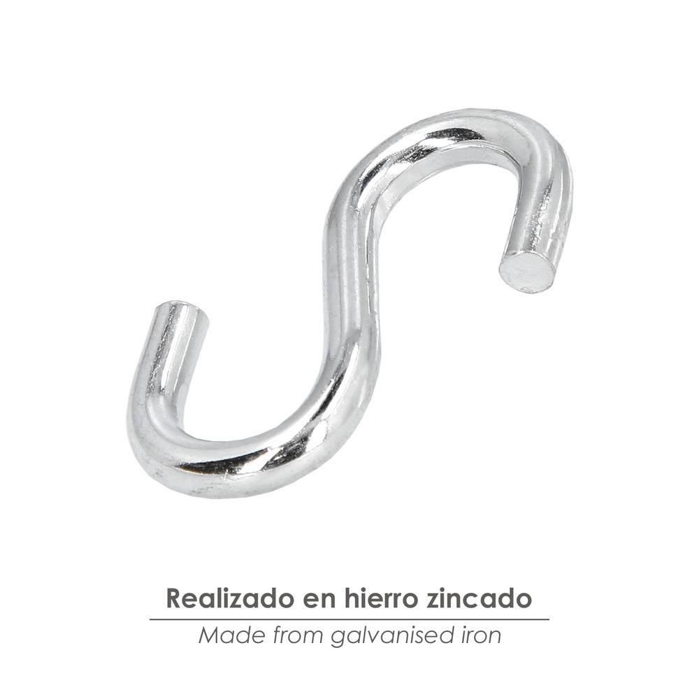 Gancho "S" Hierro Zincado  80 mm,   "Uso Doméstico" al por Mayor | Almacén de Ferretería