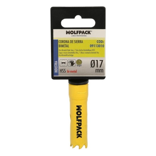 Corona Sierra Bimetal Ø 17 mm, Templado Termico, Base Reforzada, Corona Madera, Broca Agujeros Madera, Acero, Hierro, Plasticos 