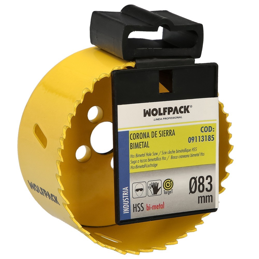 Corona Sierra Bimetal Ø 83 mm, Templado Termico, Base Reforzada, Corona Madera, Broca Agujeros Madera, Acero, Hierro, Plasticos 