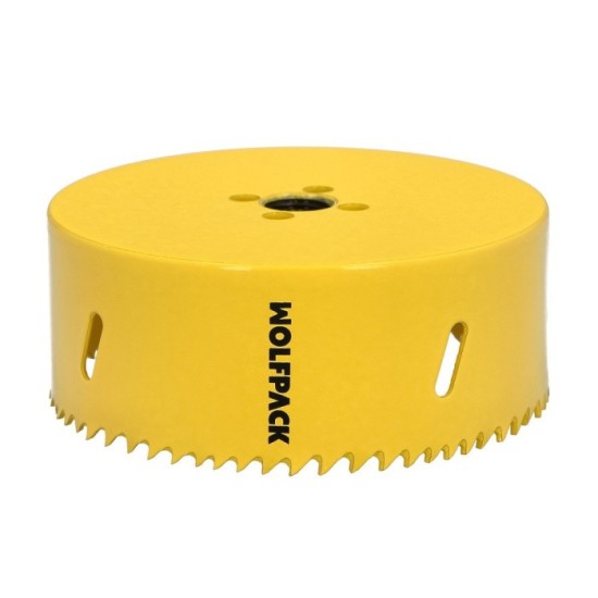 Corona Sierra Bimetal Ø 114 mm, Templado Termico, Base Reforzada, Corona Madera, Broca Agujeros Madera, Acero, Hierro, Plasticos