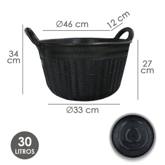 Espuerta Goma Carbonera 30 Litros Con Asas Base y Laterales Reforzado, Espesor 1 cm, Espuerta Obra, Cubo Goma Obra al por Mayor 