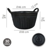 Espuerta Goma Carbonera 30 Litros Con Asas Base y Laterales Reforzado, Espesor 1 cm, Espuerta Obra, Cubo Goma Obra al por Mayor 