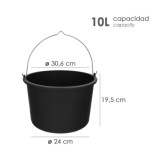 Cubo Obra Italiano Capacidad 10 Litros, Con Marcas Medidoras, Asa Acero Galvanizado, Resistente y Ligero, al por Mayor | Almacén