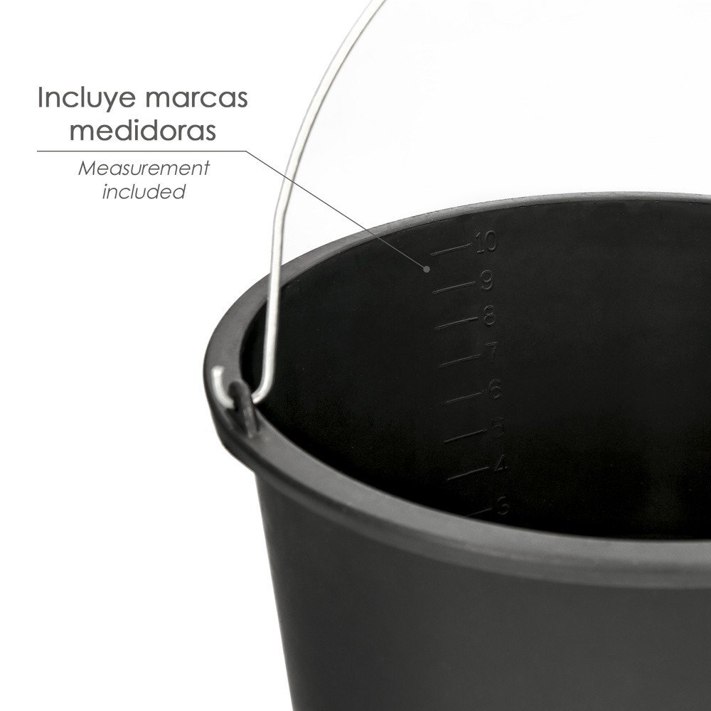 Cubo Obra Italiano Capacidad 10 Litros, Con Marcas Medidoras, Asa Acero Galvanizado, Resistente y Ligero, al por Mayor | Almacén